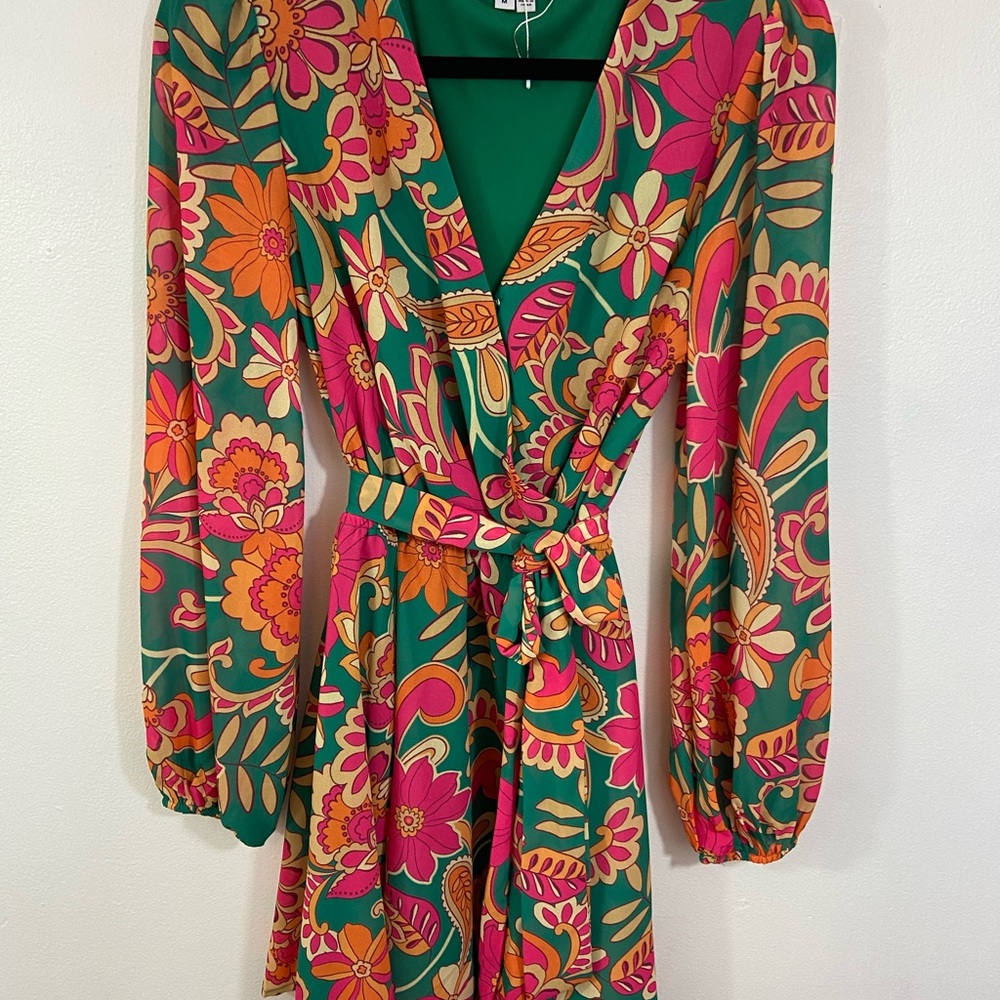 Baltic Born Floral Mini Dress in Pink & Green - Picture 3 of 12
